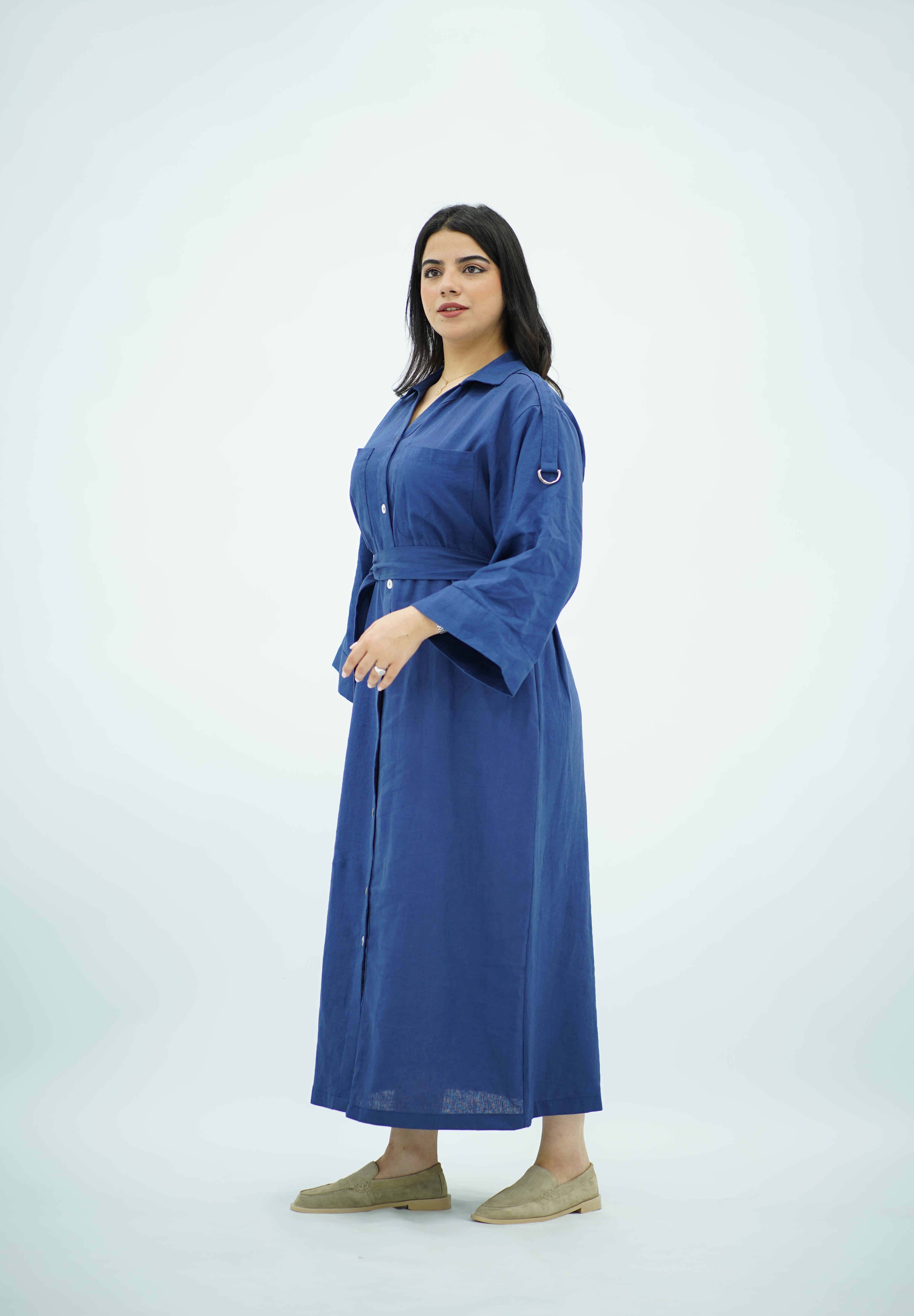 Robe En Lin Bleu indigo