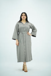 Robe Chemise Midi Gris Anthracite