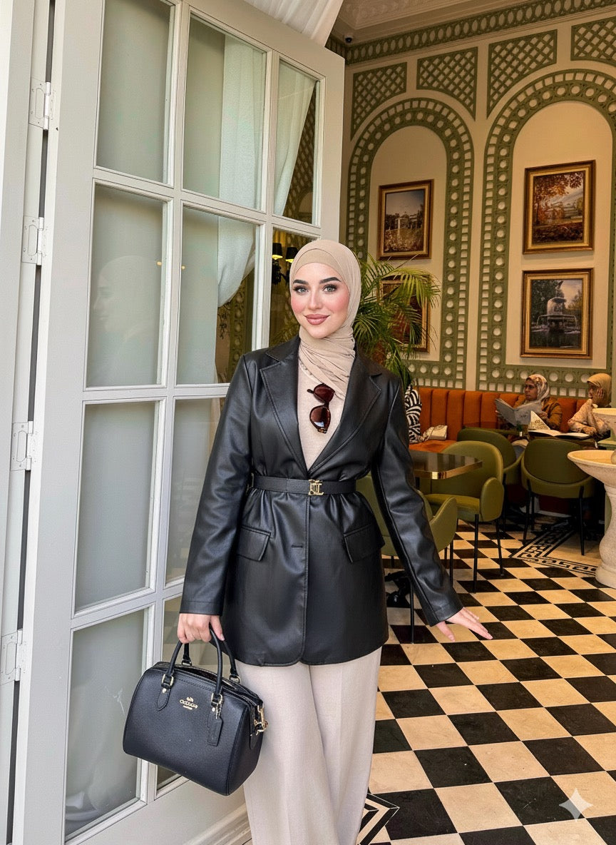 Veste en similicuir noir