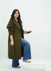 Manteau oversize avec ceinture Kaki