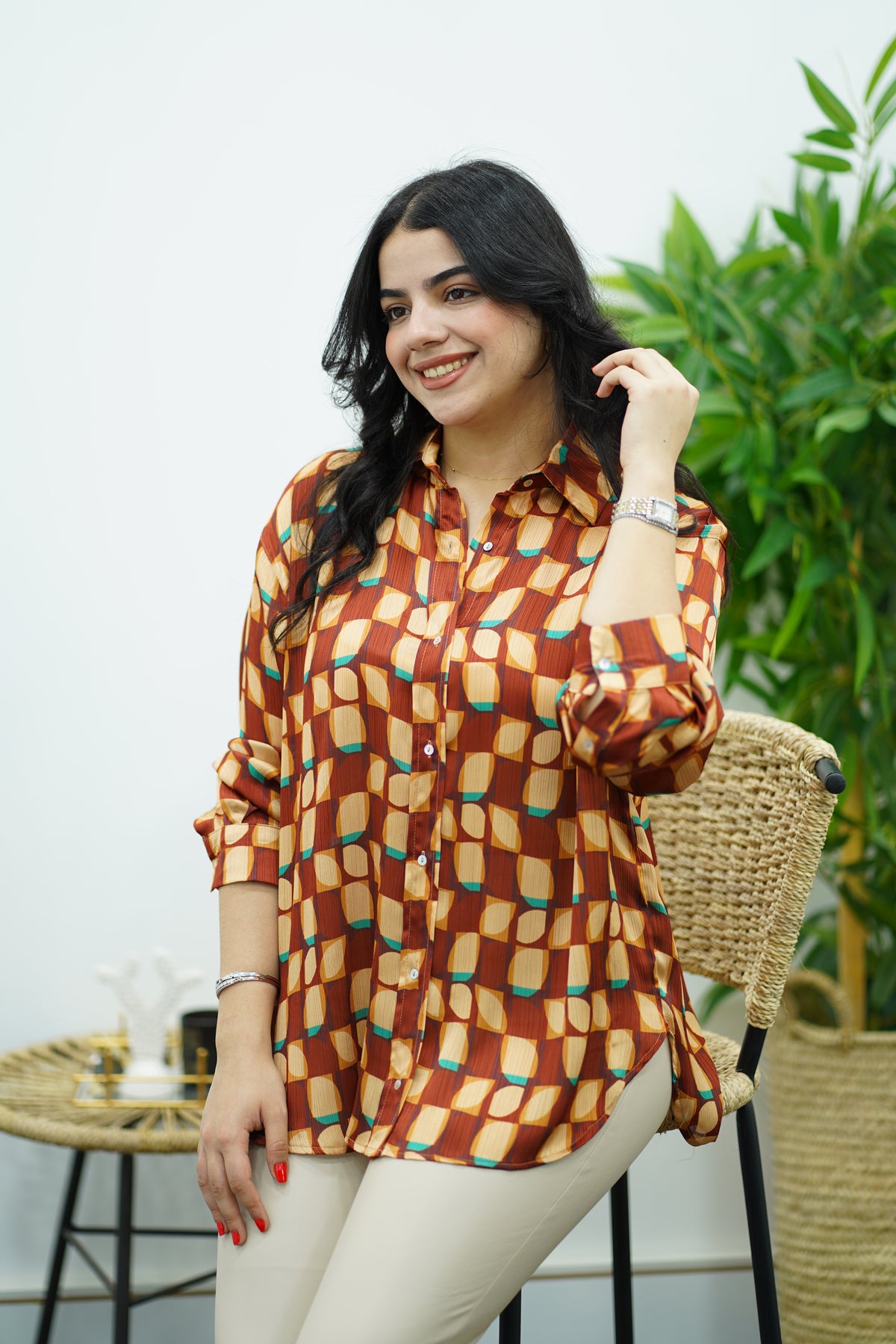 Chemise En Satin - Imprimée