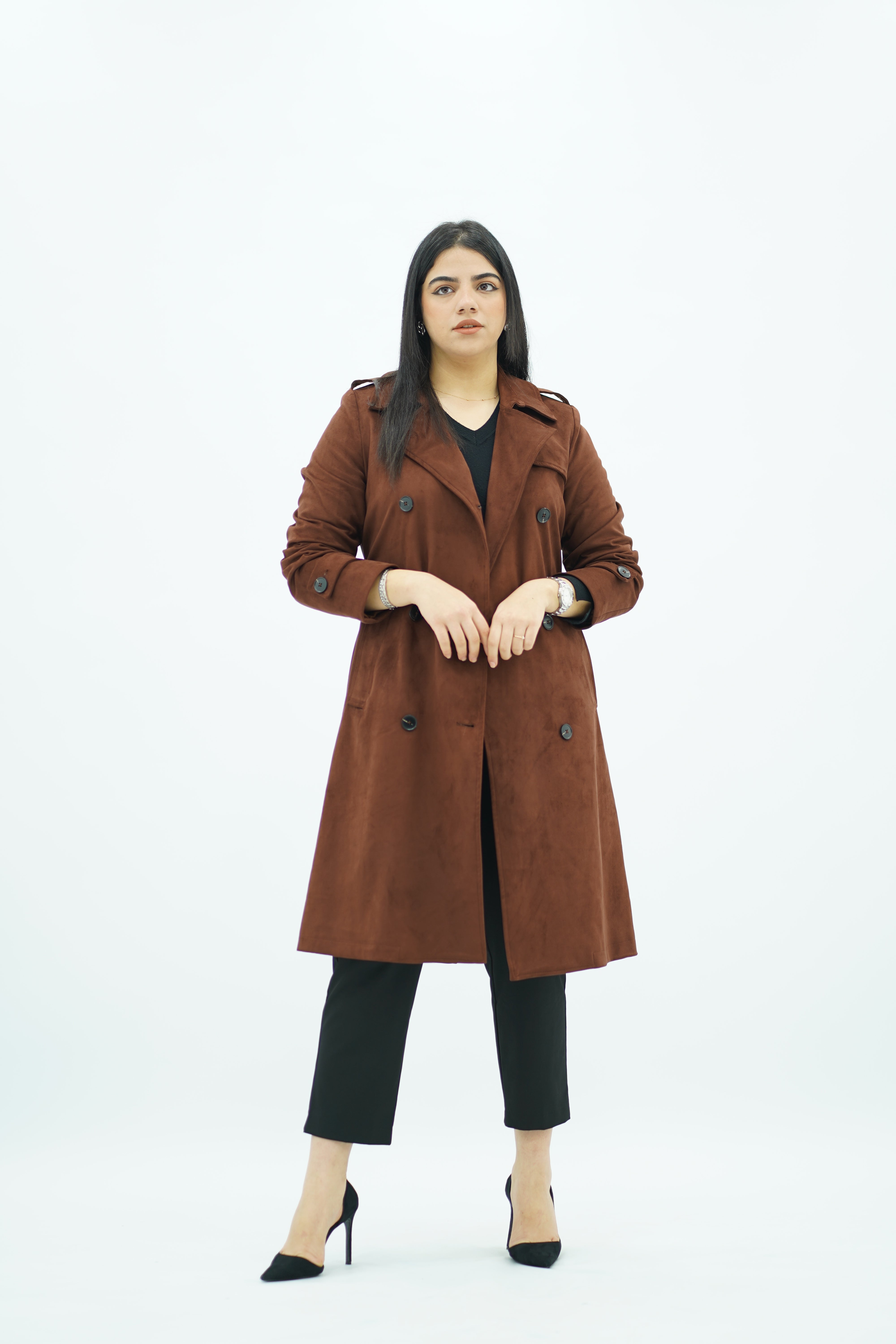 Trench Mi-Long en faux daim