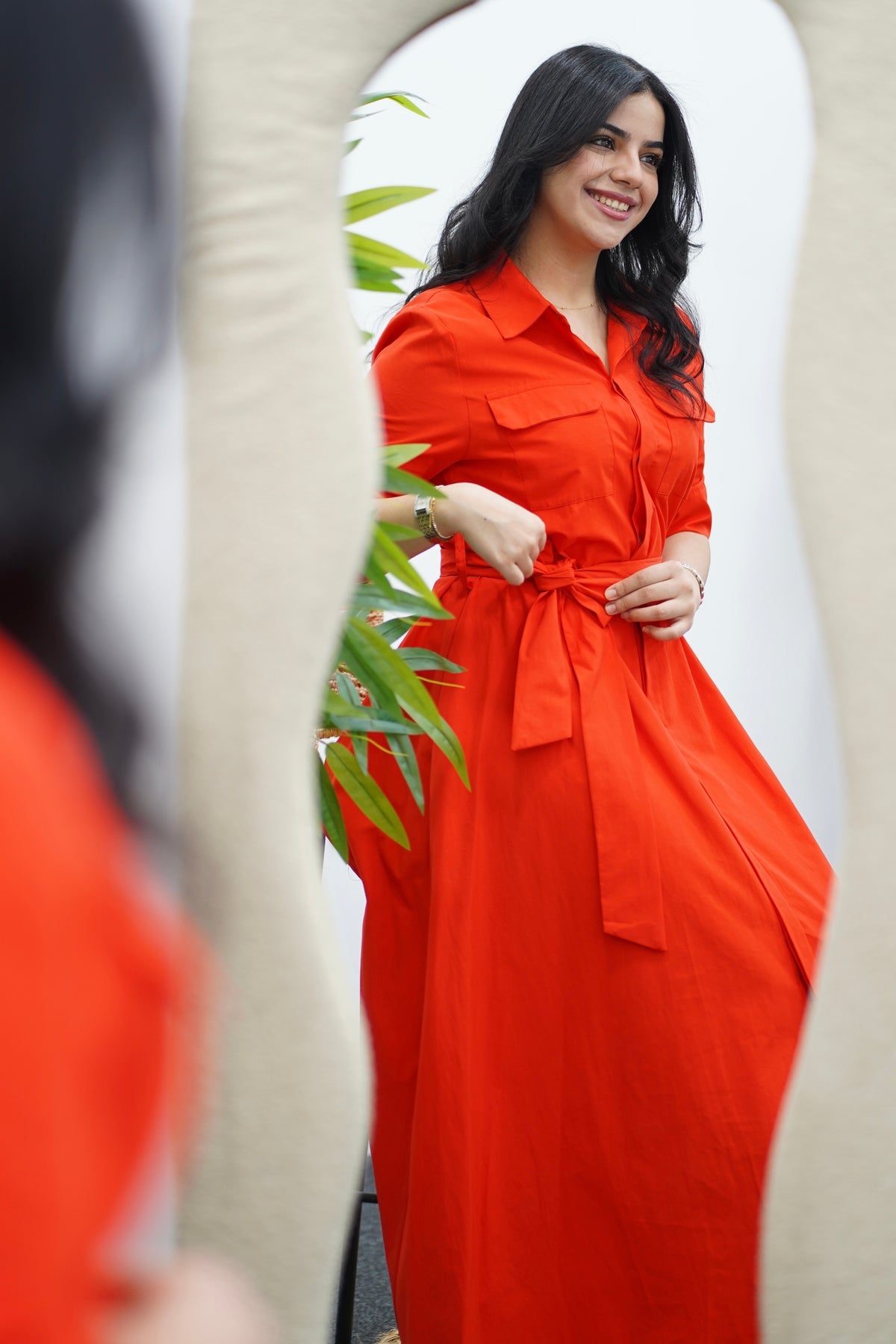 Robe en Popeline - Orange