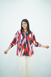 Chemise imprimée rouge en mousseline