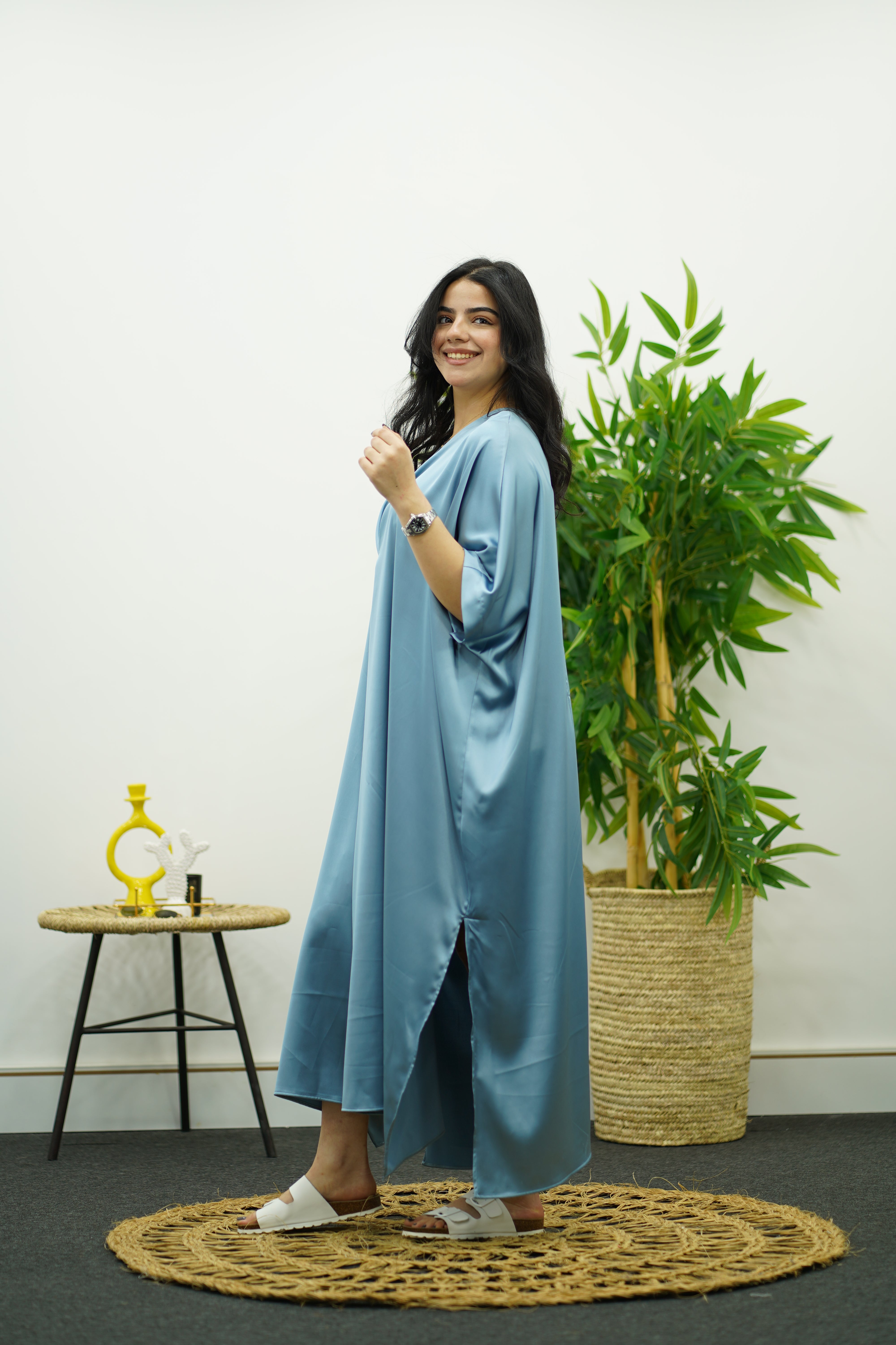Robe Gandoura - bleu ciel brillant