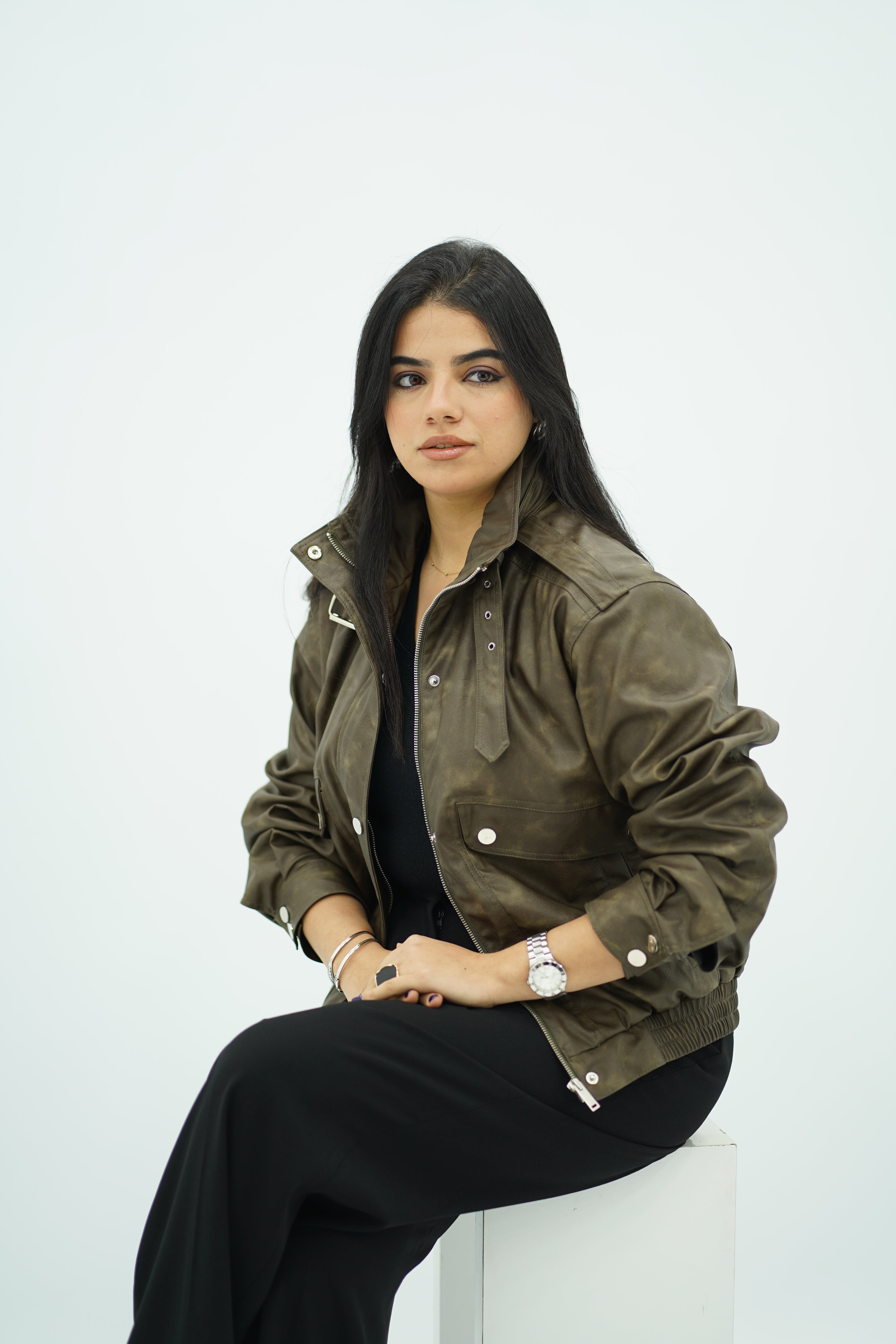 Bomber en similicuir effet dégradé