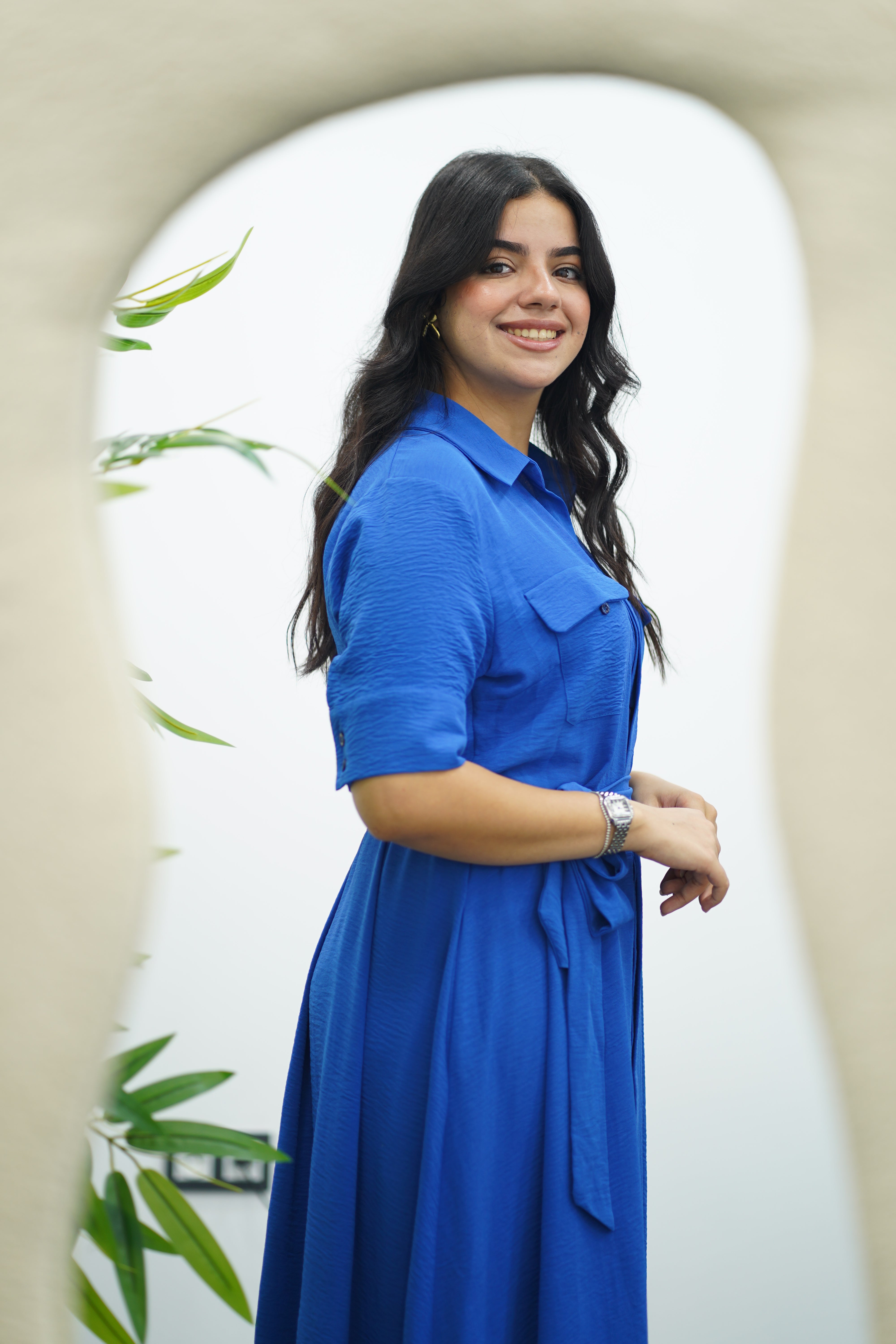 Robe Bleu En crêpe