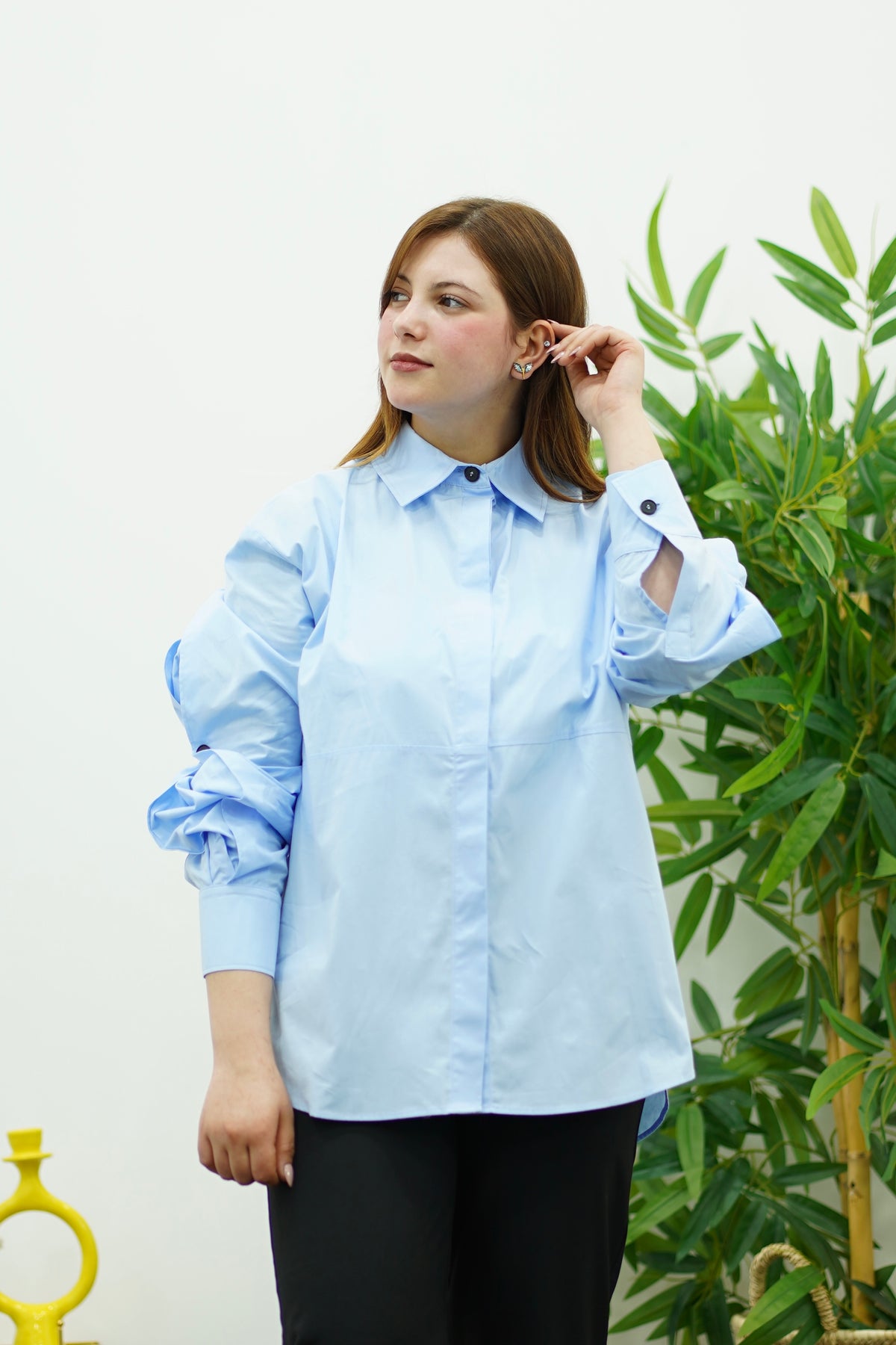 Chemise en popeline bleu ciel