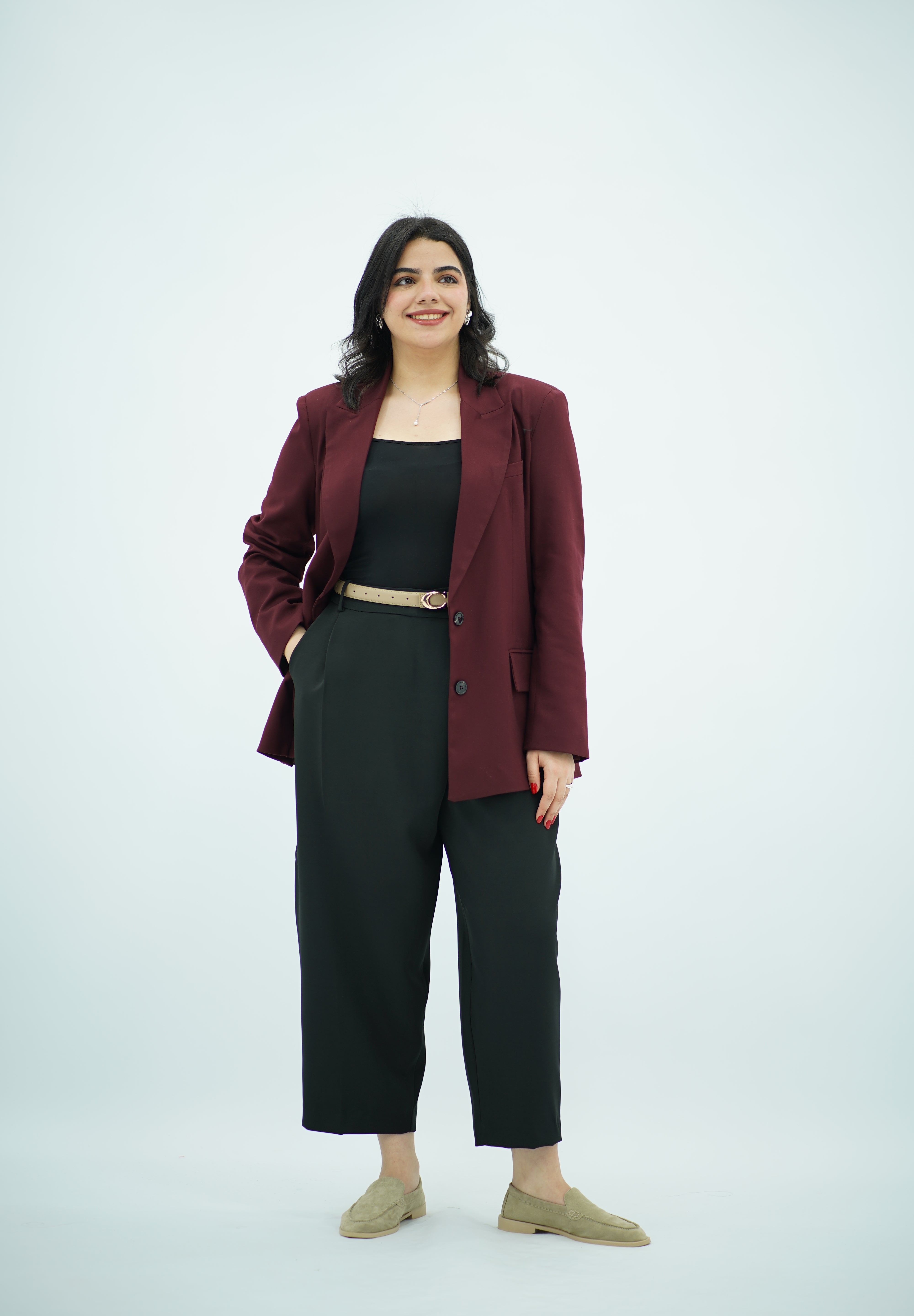 Blazer Bordeaux avec Fente Dorsale