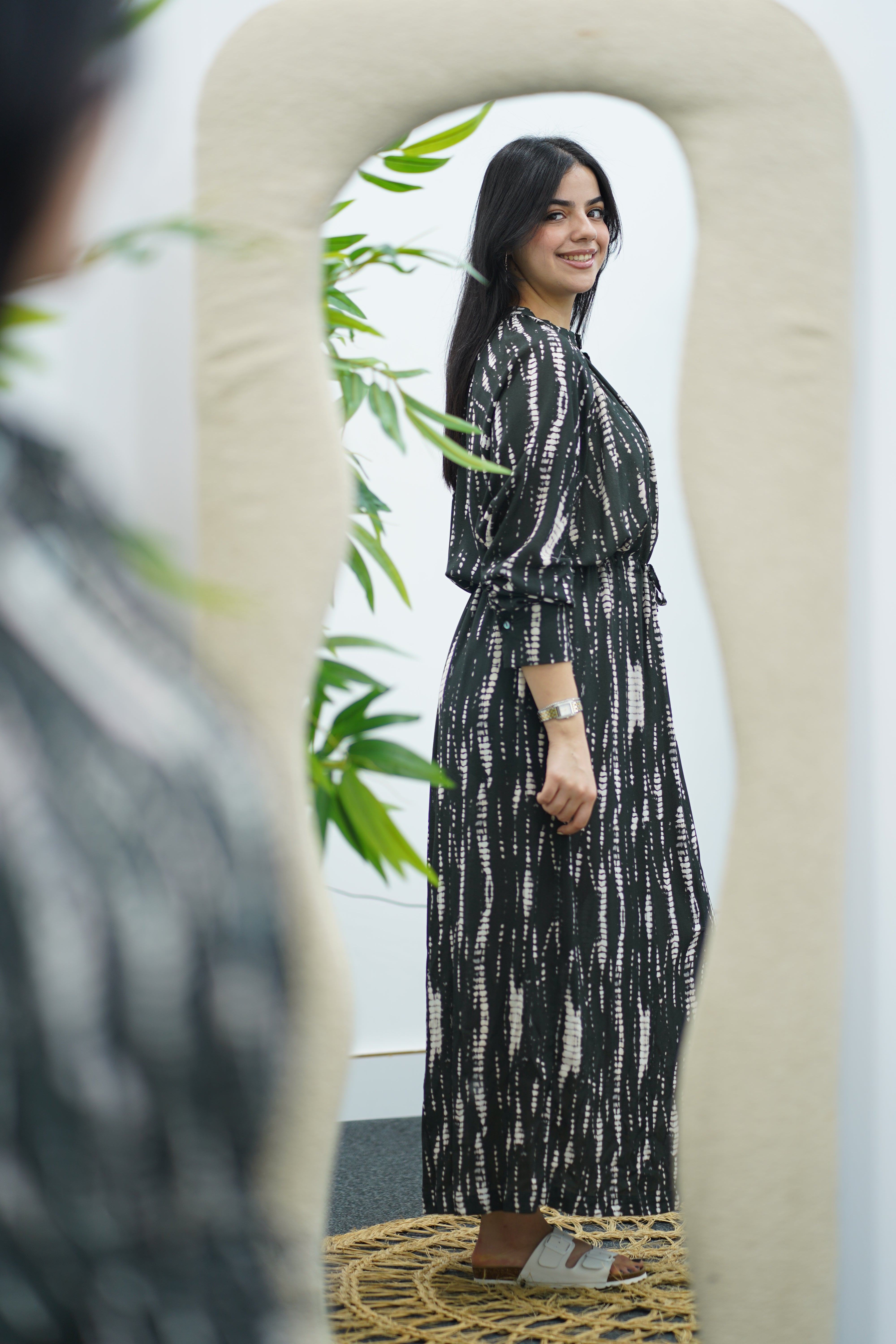 Robe longue avec ceinture