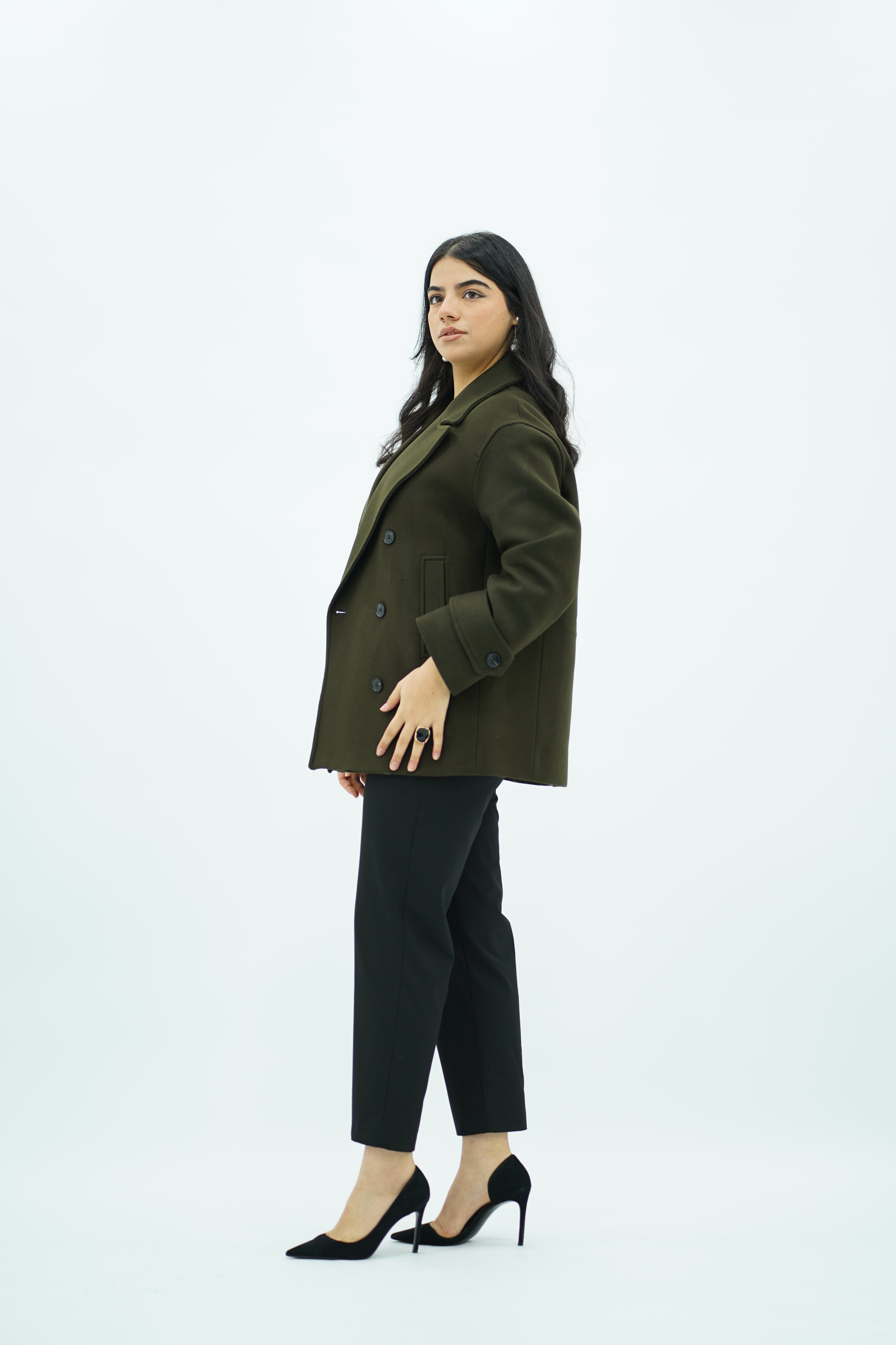 Manteau court oversize Kaki