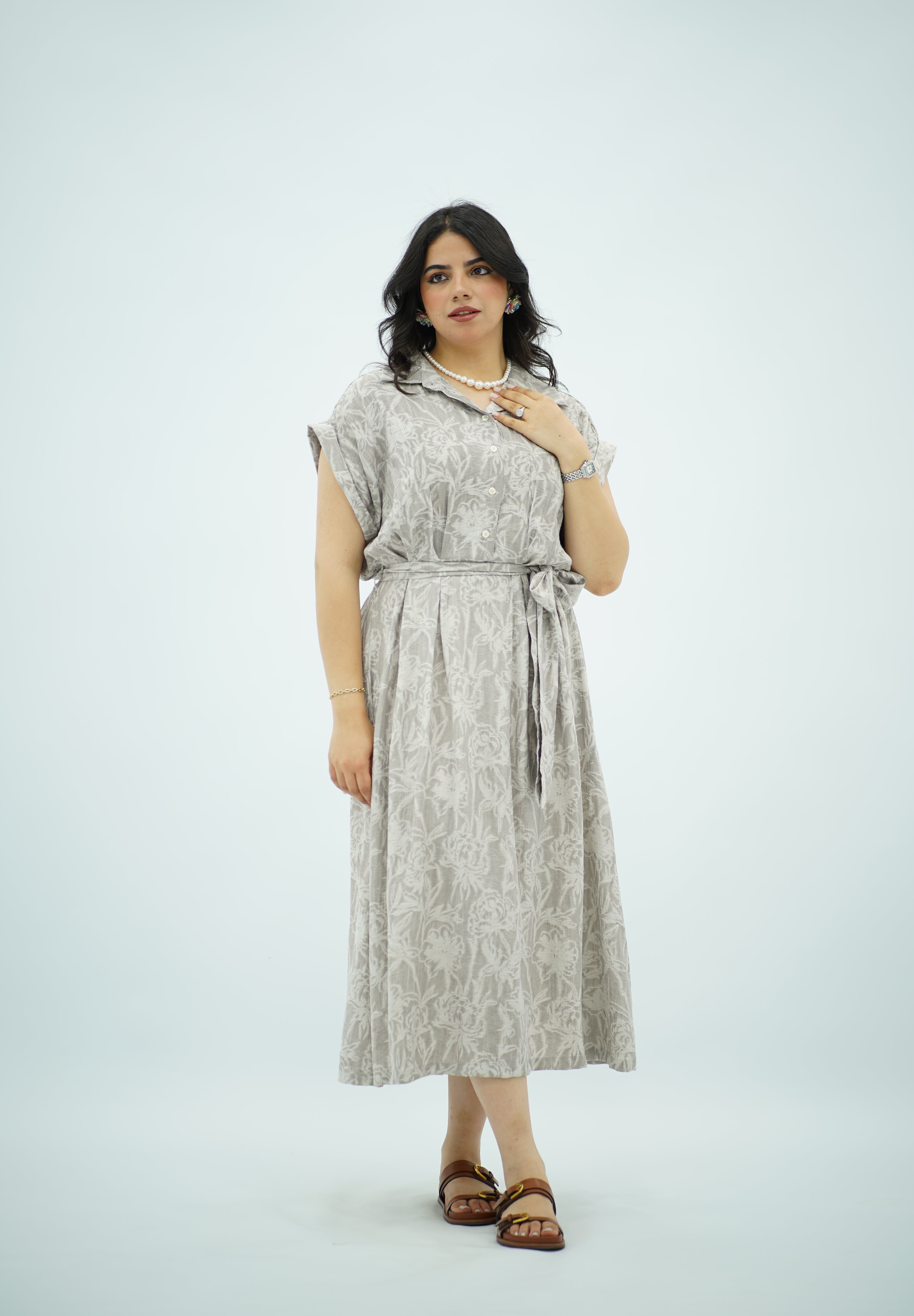 Robe Longue à Imprimé Texturé