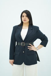 Veste Bleu Marine rayé Ceinturée
