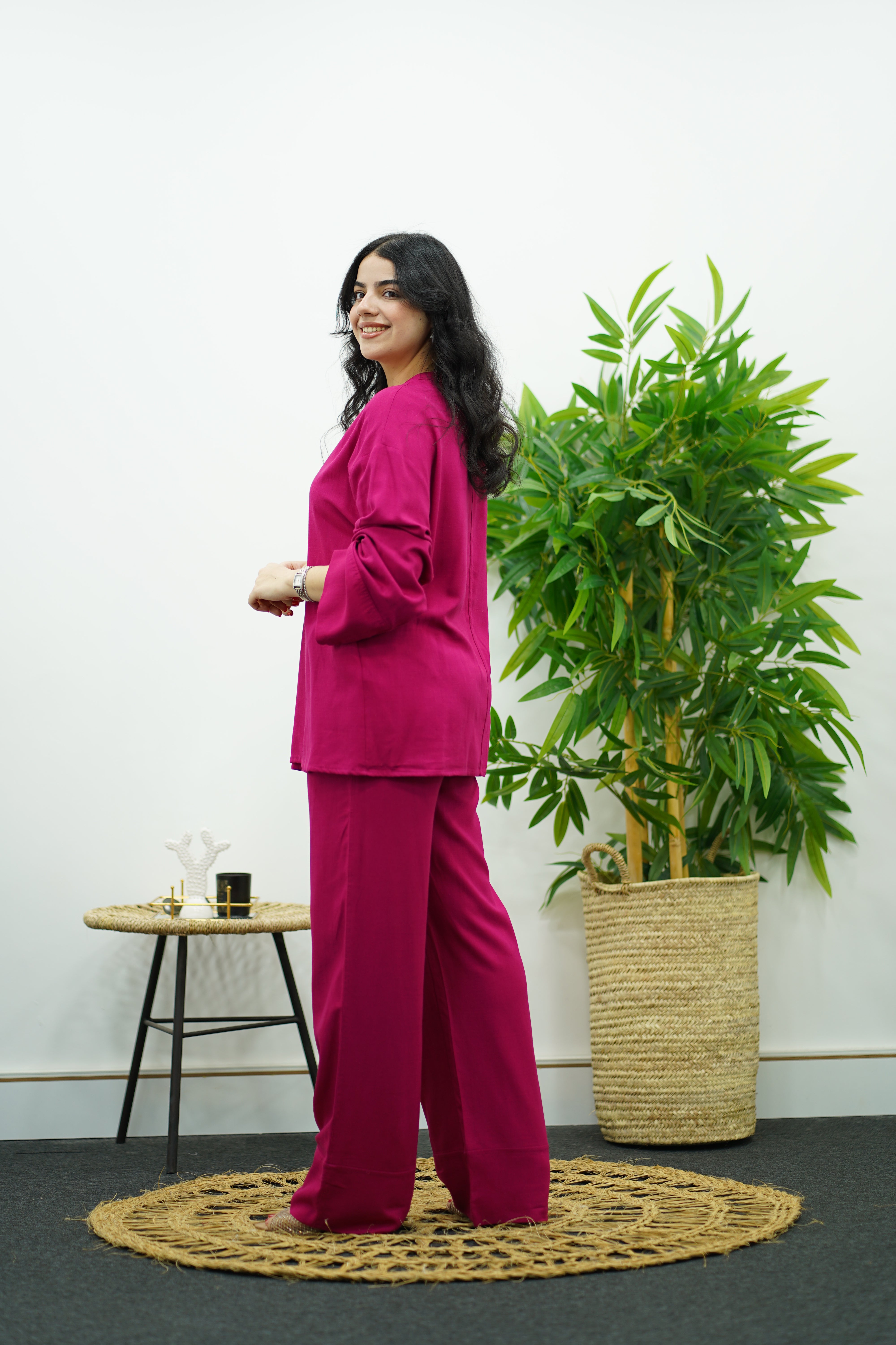 Ensemble en Lin - Rose Fuchsia