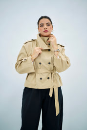 Trench beige à col montant