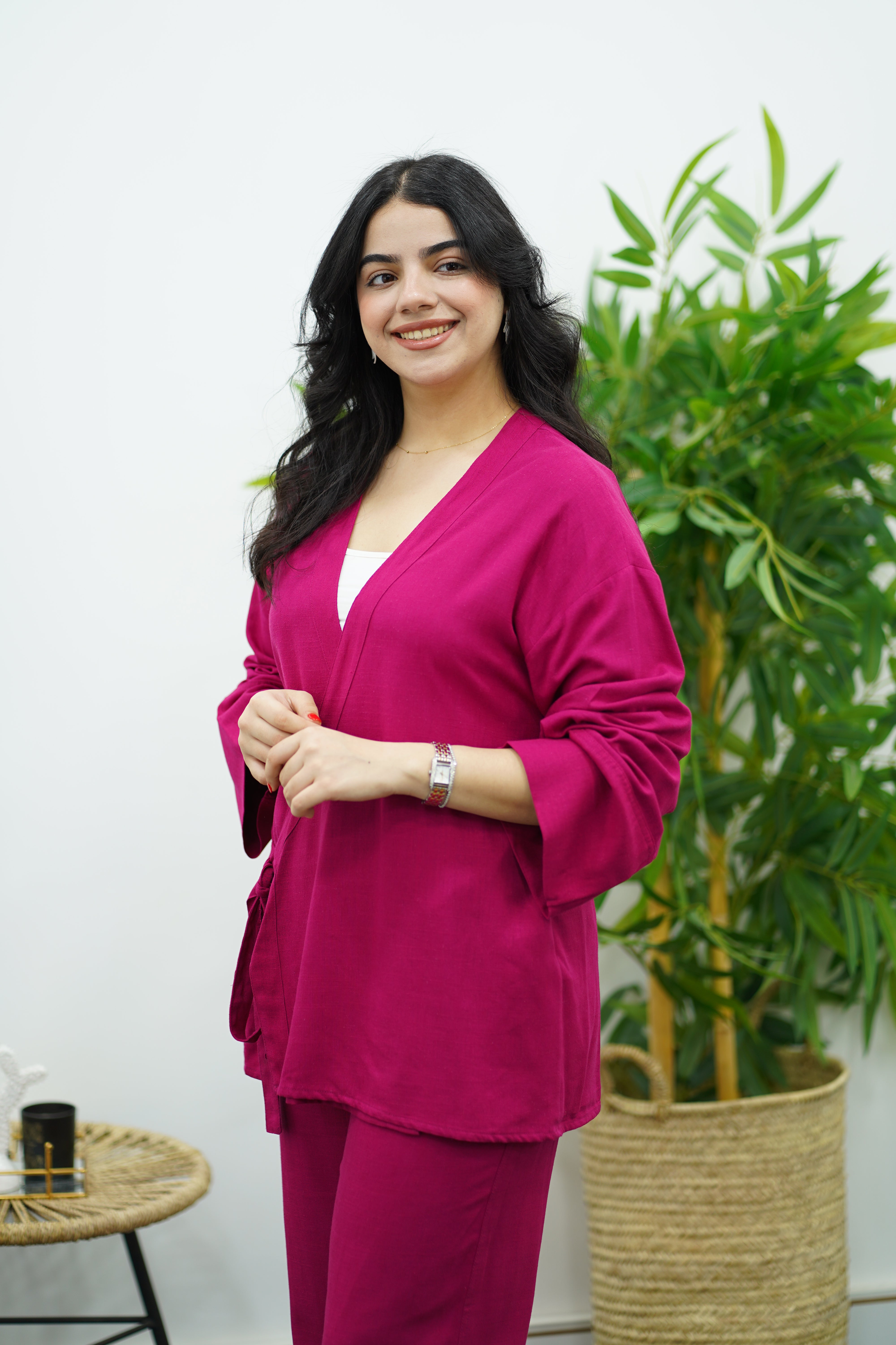 Ensemble en Lin - Rose Fuchsia