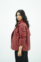 Trench Court en Similicuir Bordeau