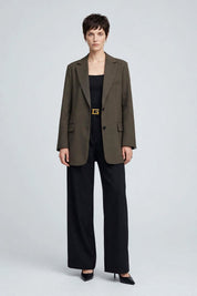 Veste Blazer Structurée Kaki Foncé
