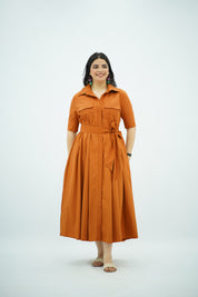 Robe en Popeline Orange