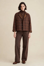 Jacket Double Face Marron & Motifs Carreaux