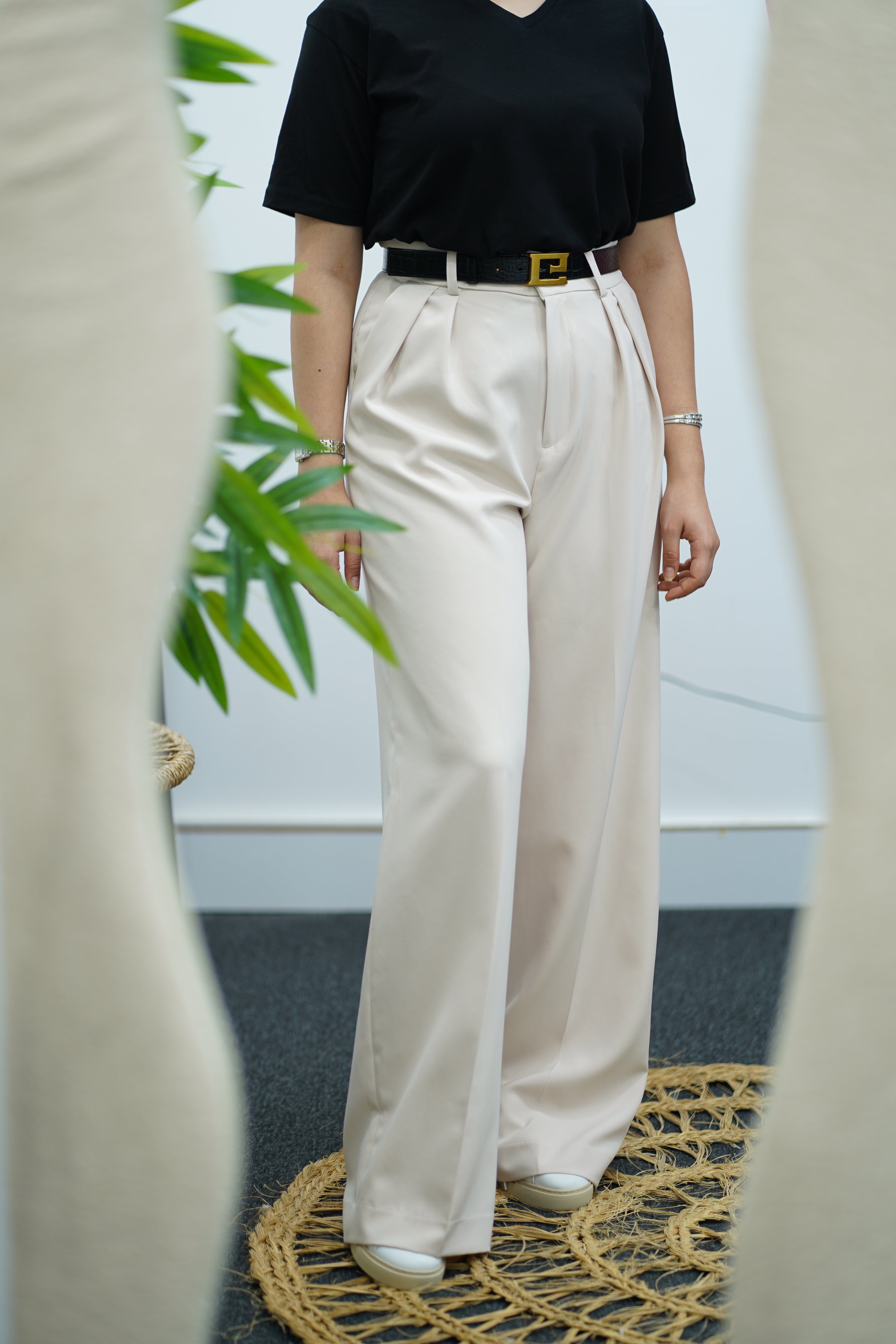 Pantalon Large Blanc cassé
