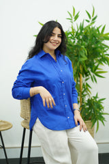 Chemise En Lin - Bleu Roi