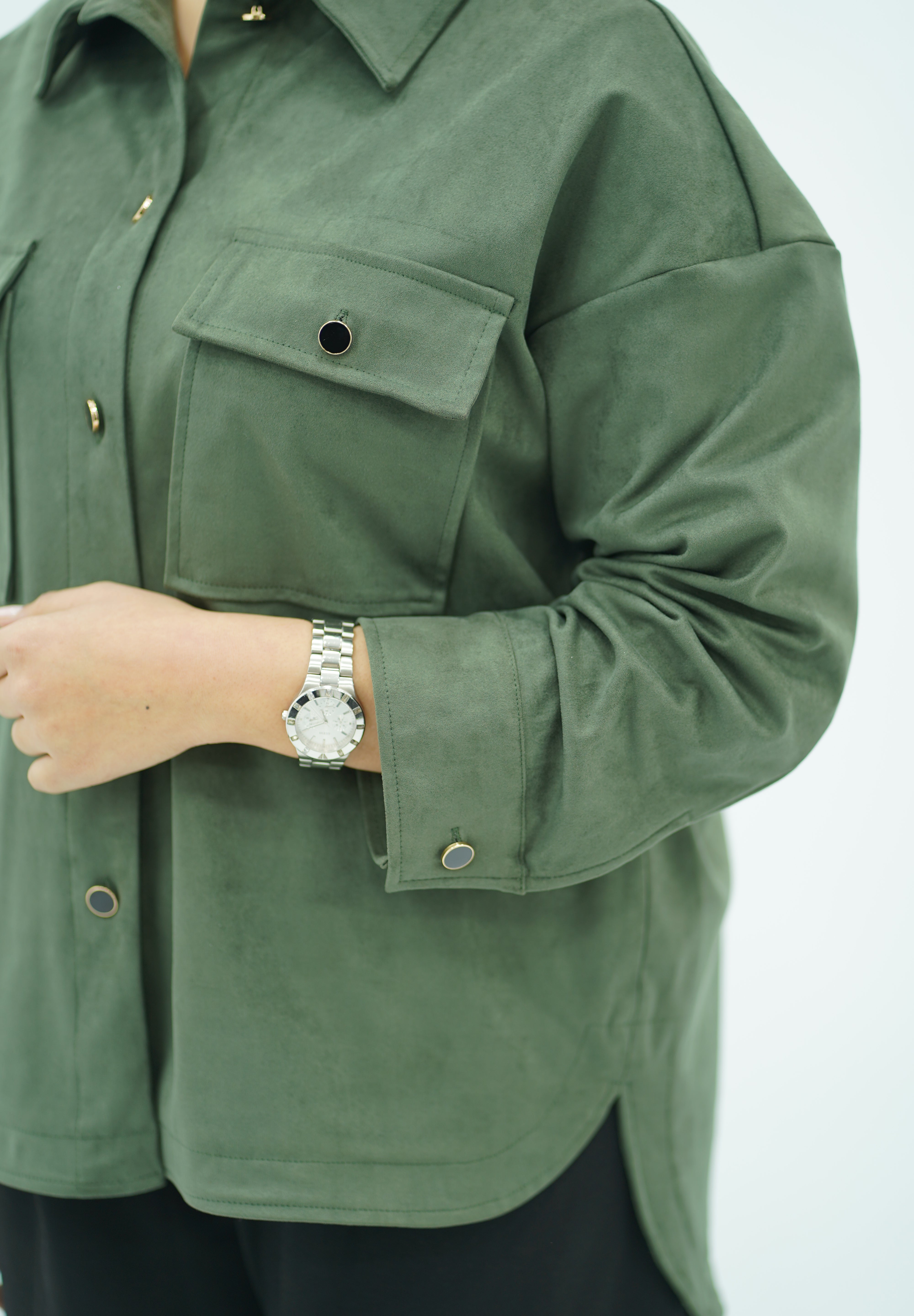 Surchemise Vert en Faux Daim