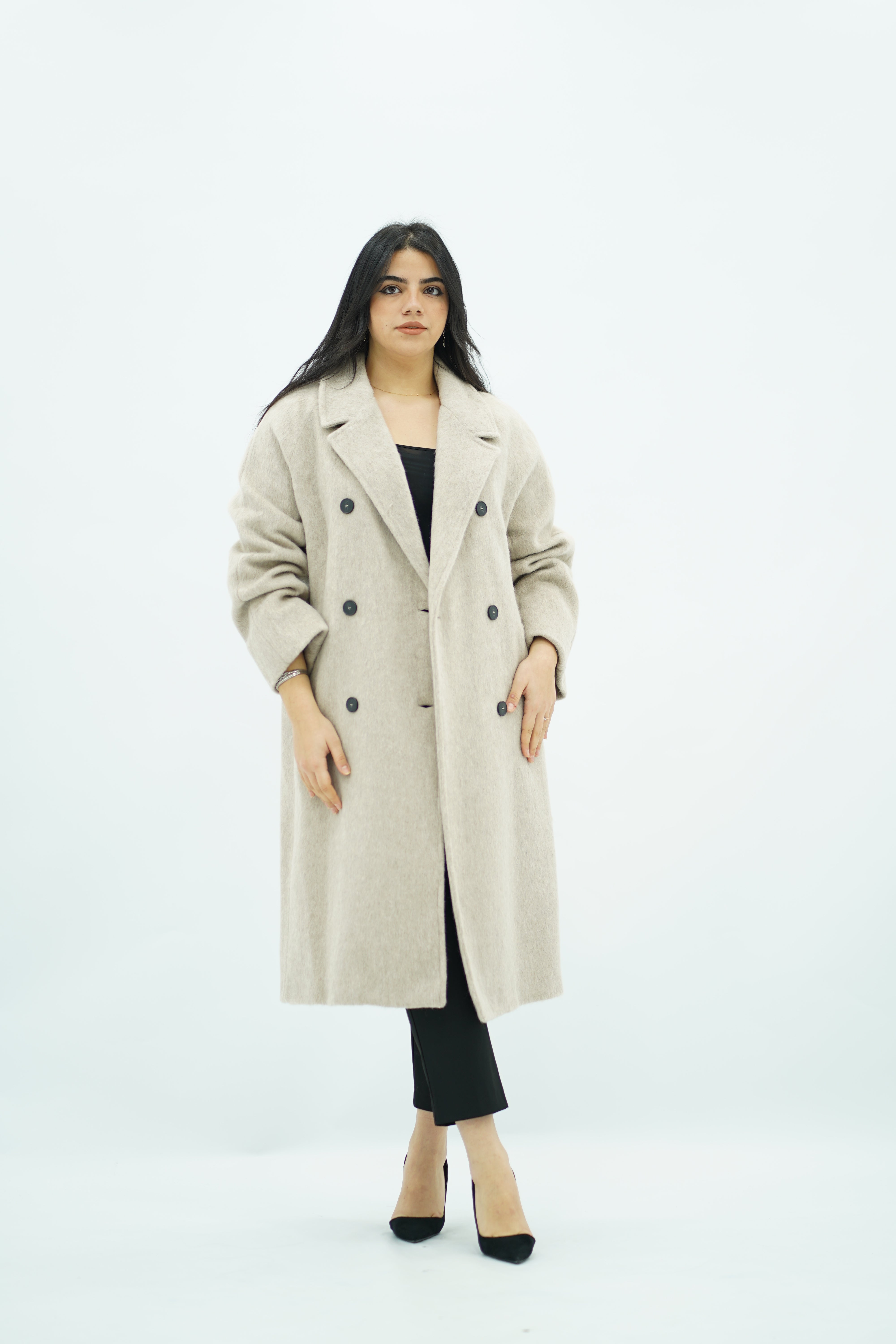 Manteau long élégant beige