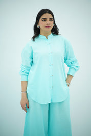 Ensemble En lin Bleu turquoise