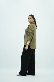 Surchemise Vert Kaki en Faux Daim