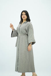 Robe Gris Longue En lin