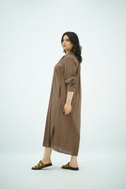 Robe chemise kaki chocolat