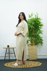 Robe Gandoura en crêpe - Beige
