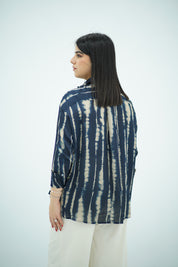 Chemise imprimée - Bleu nuit & beige