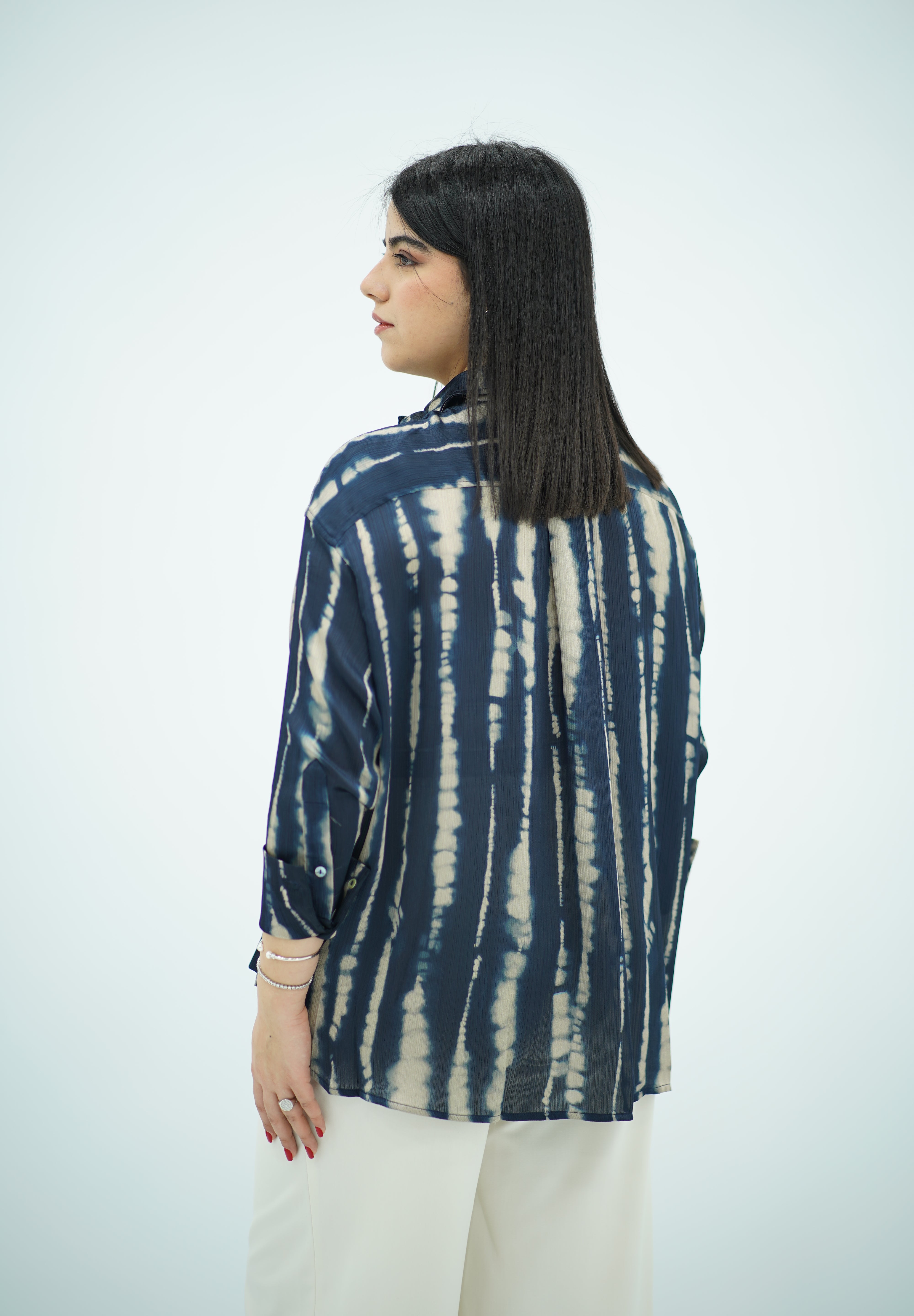Chemise imprimée - Bleu nuit & beige