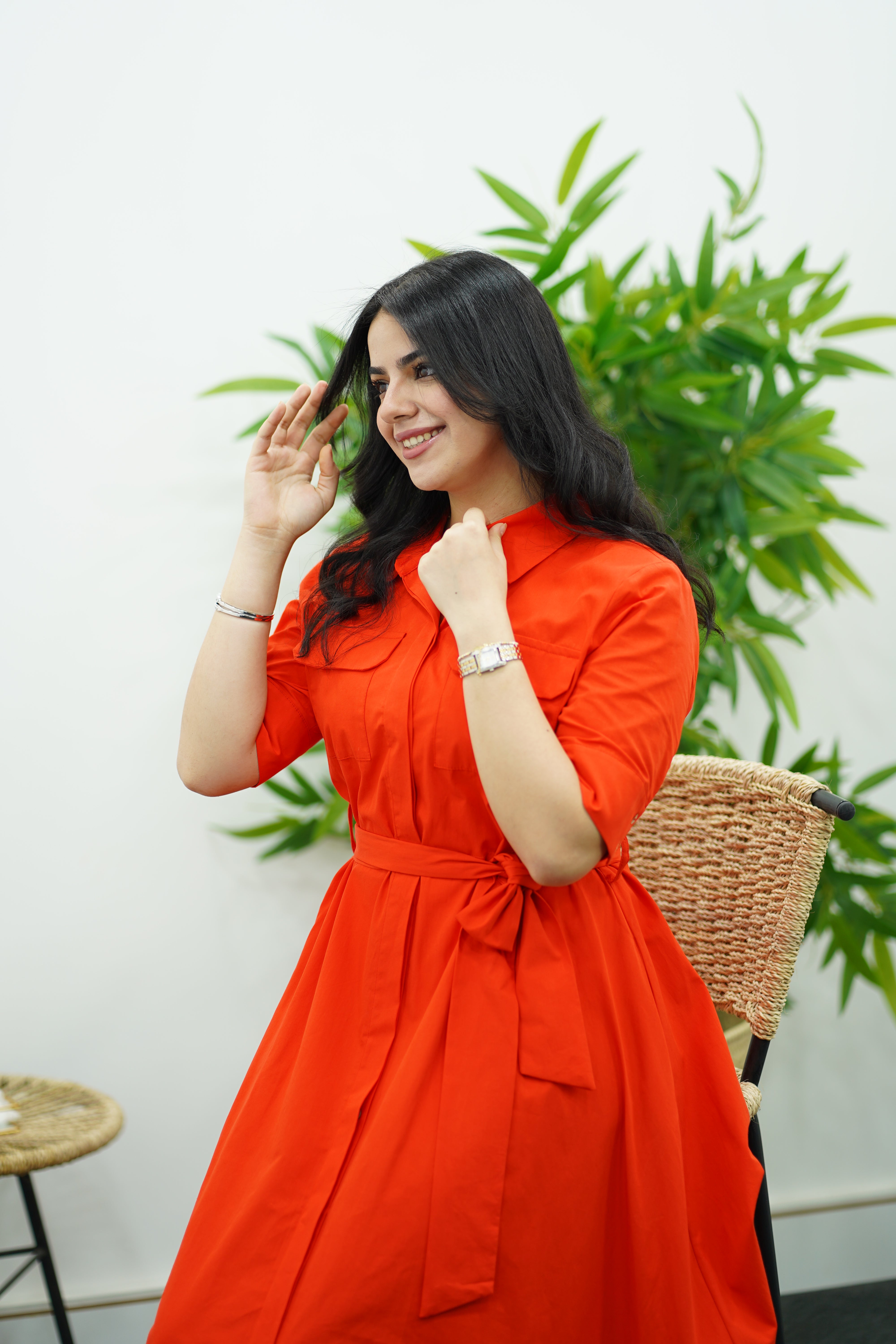Robe en Popeline - Orange