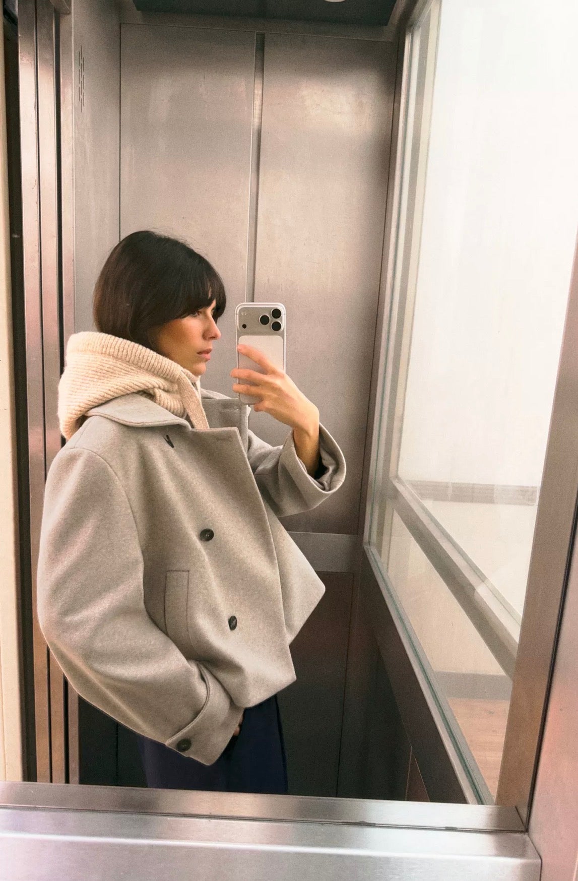 Manteau court col montant