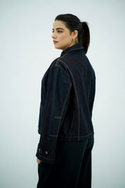 Veste en jean brut à fermeture zippée