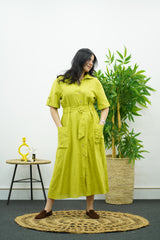 Robe En lin - Vert Citron