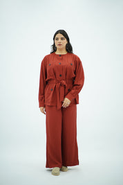 Ensemble En crêpe plissé Rouge brique