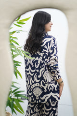 Ensemble bleu a motifs- Chemise & pantalon
