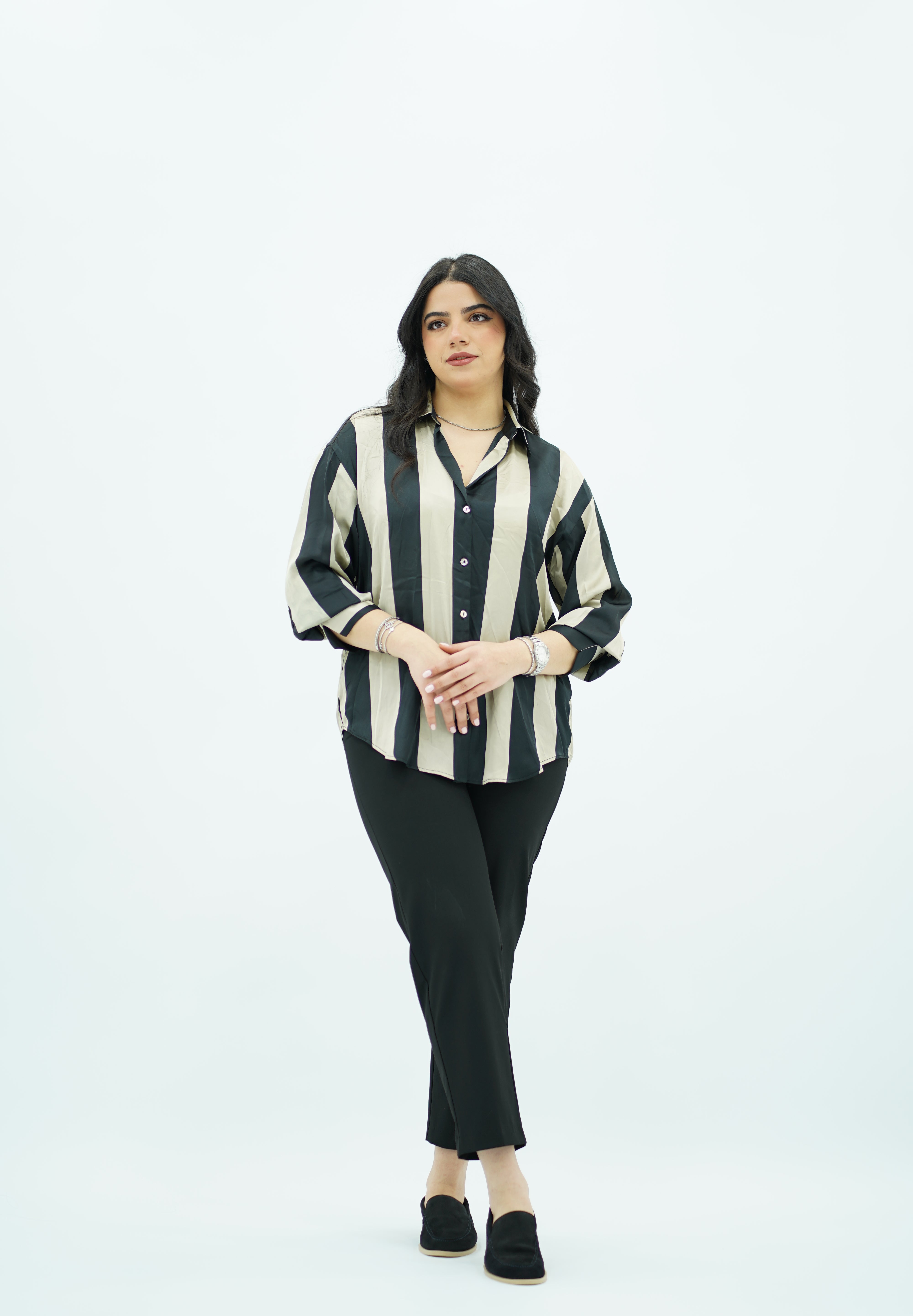 Chemise En Satin Rayé