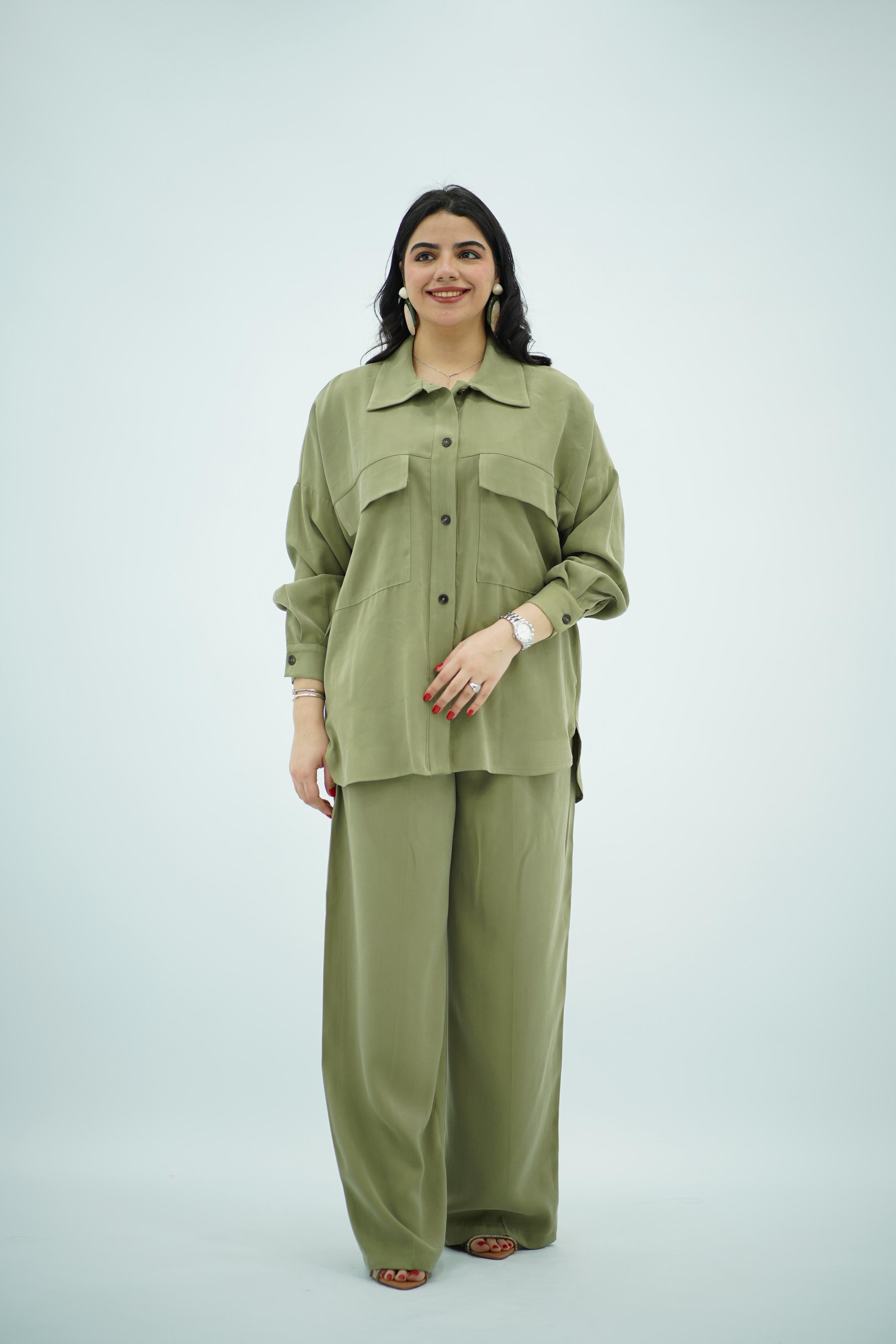 Ensemble Kaki En Tencel