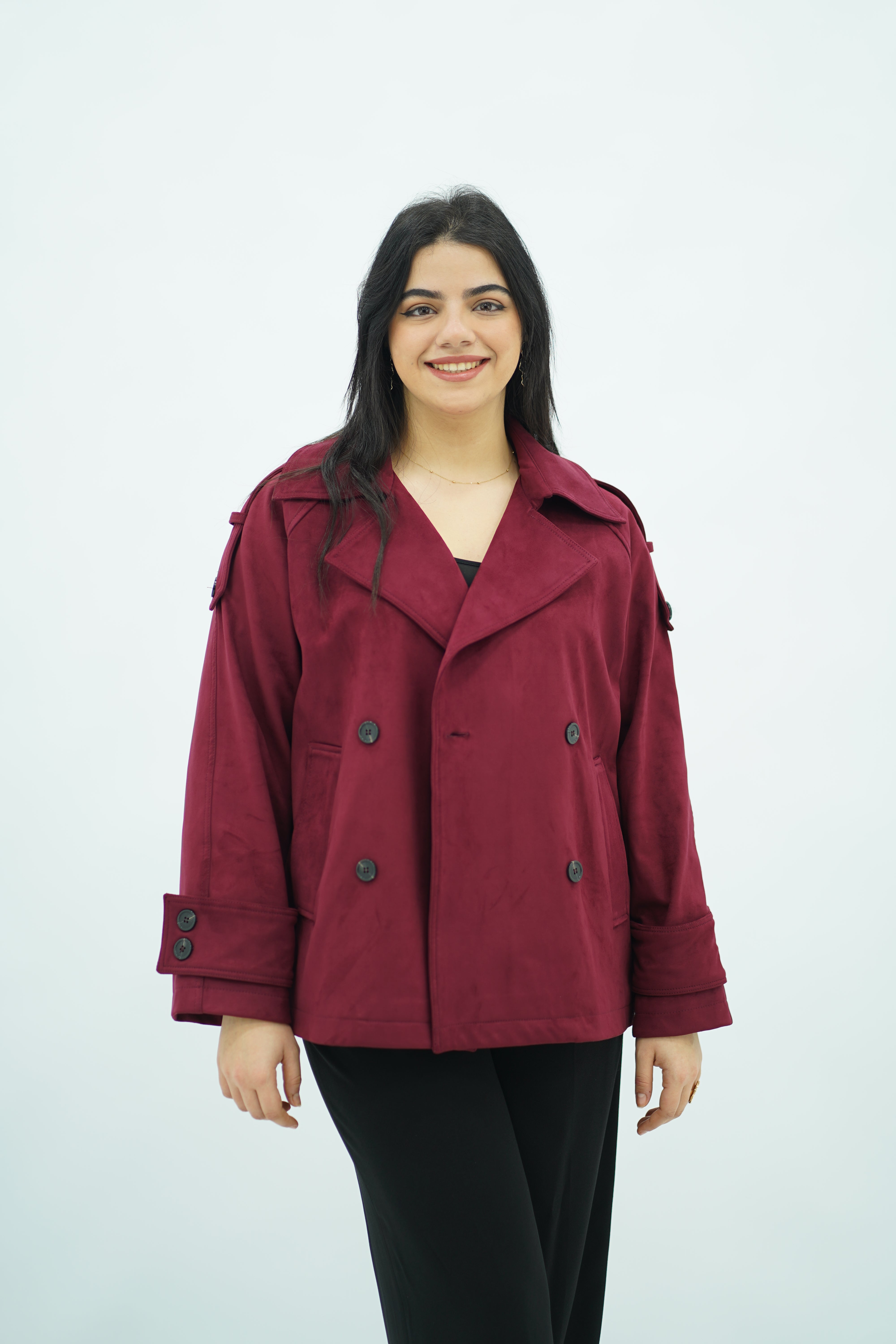 Trench Bordeaux en faux daim