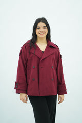 Trench Bordeaux en faux daim
