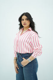 Chemise blanche en satin rayé 🌷