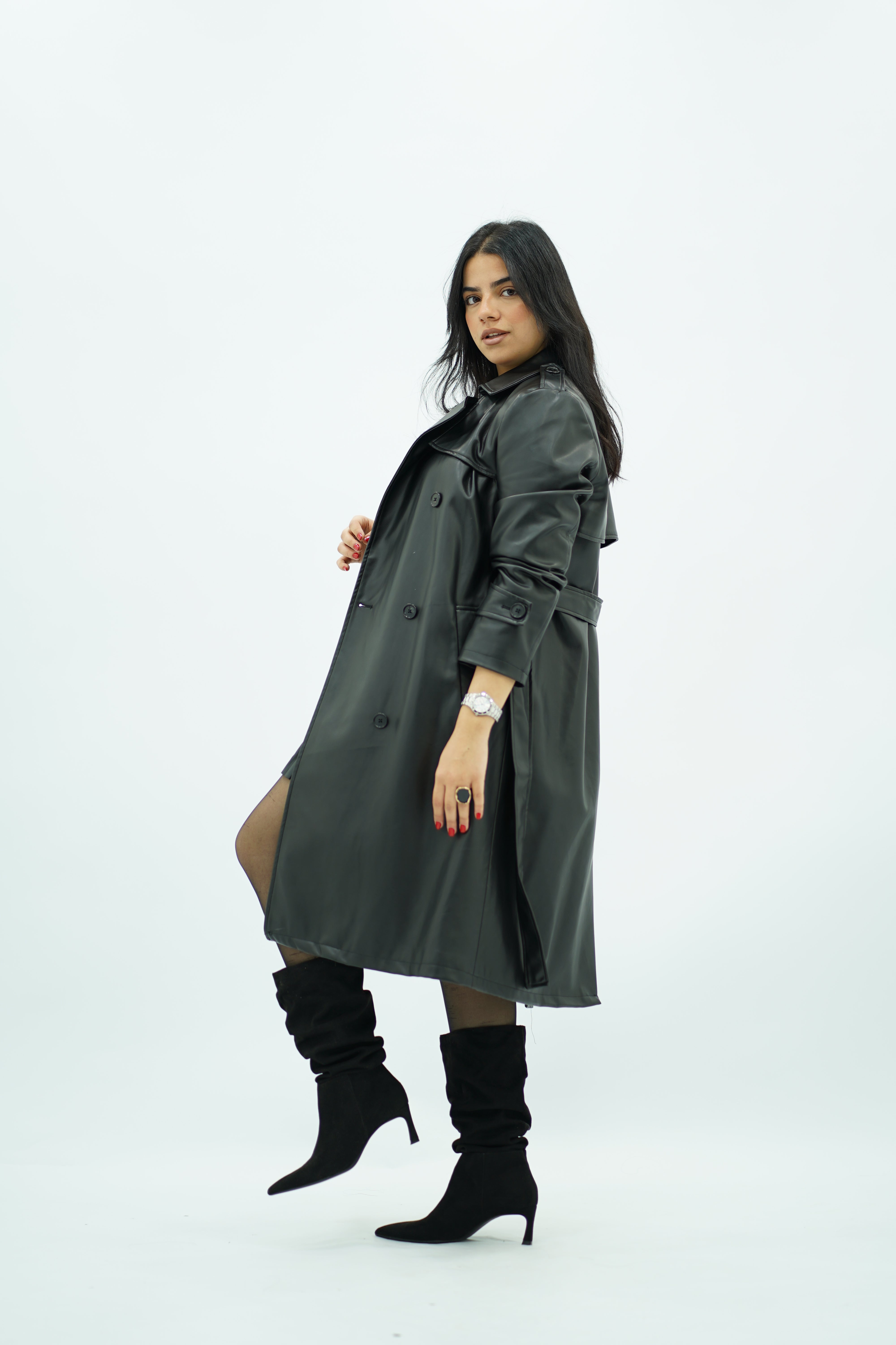 Trench Noir en similicuir