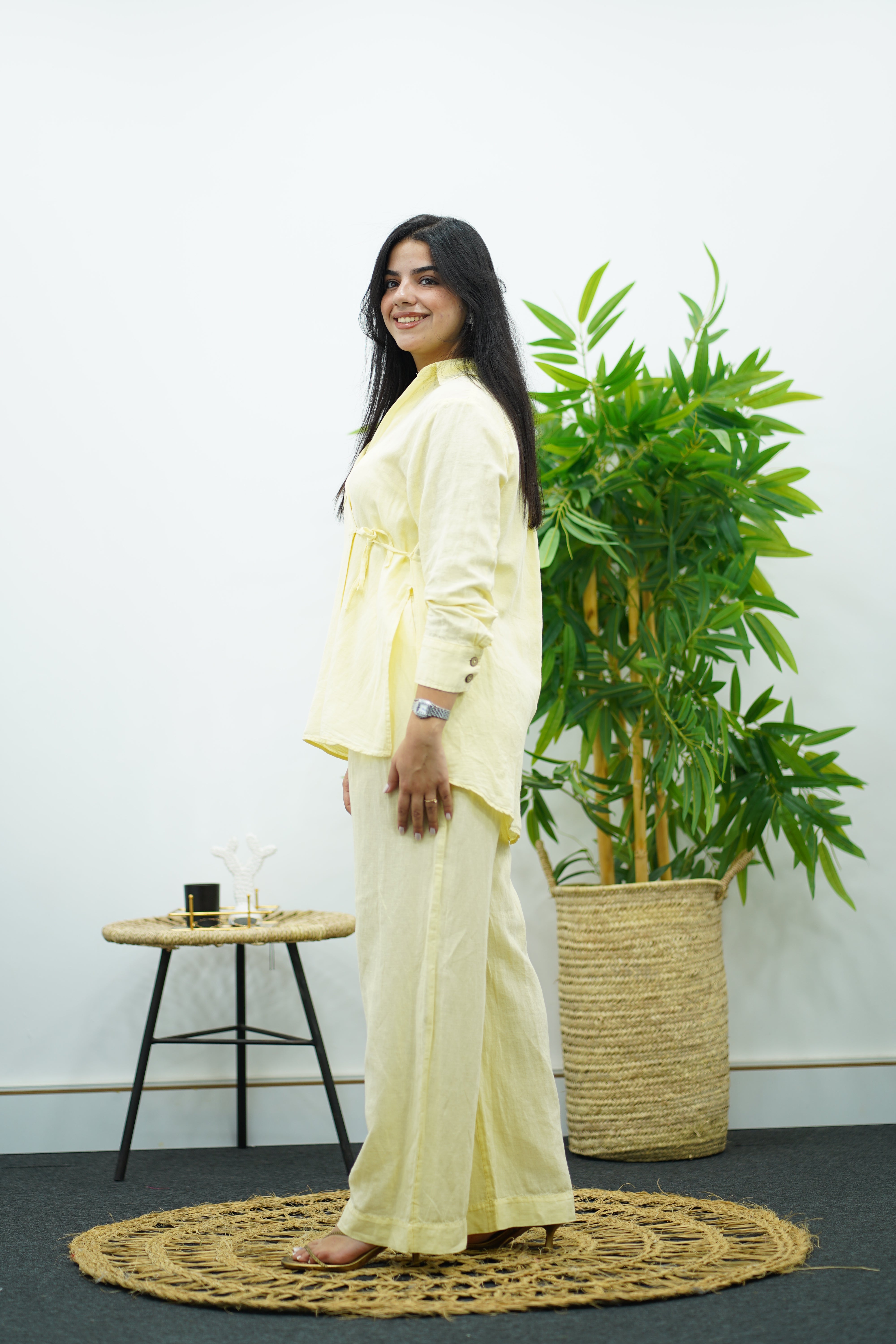 Ensemble en lin - Jaune pastel