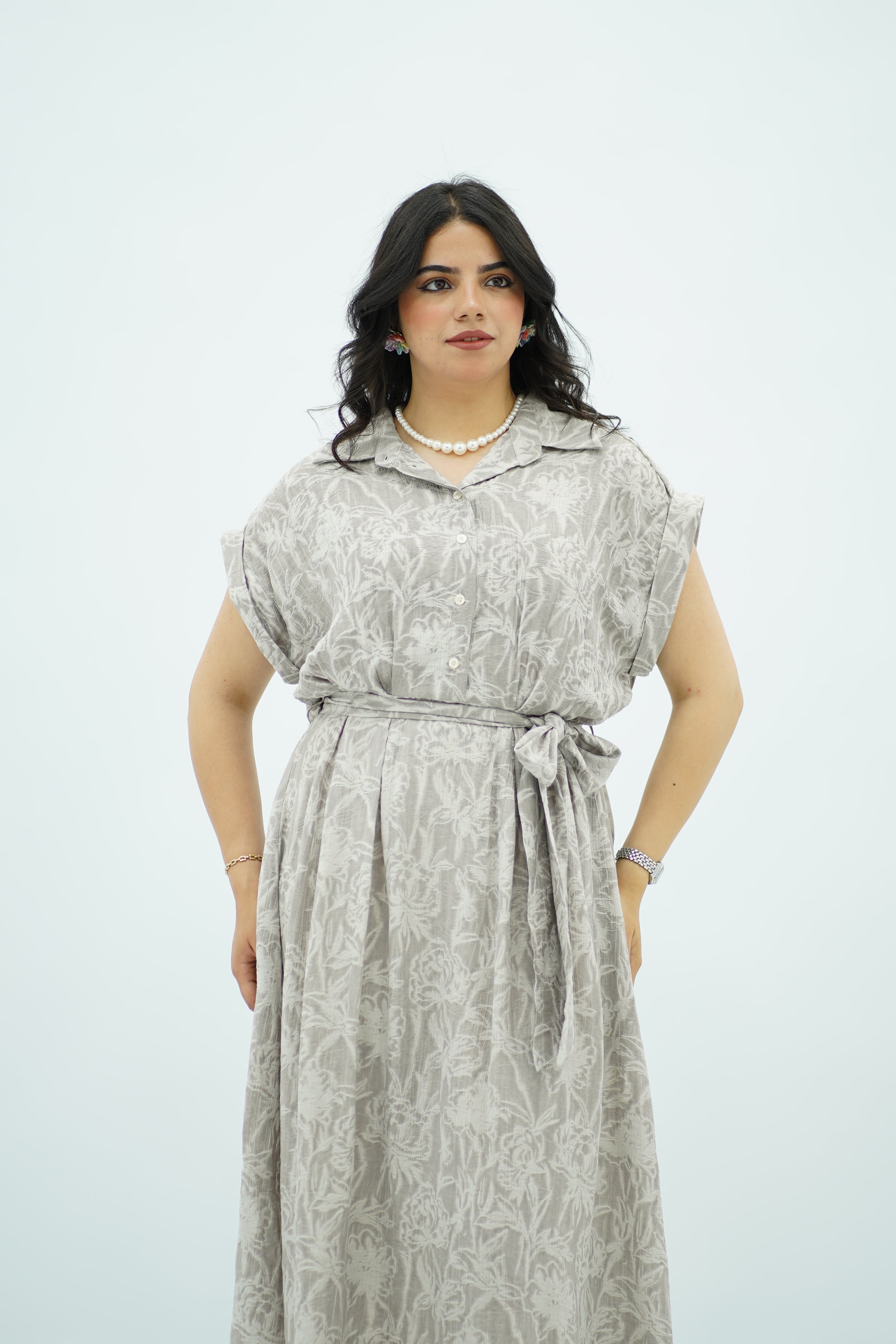 Robe Longue à Imprimé Texturé