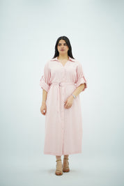 Robe en Lin Rose Poudré